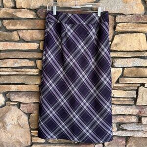 Talbots Purple Plaid Midi A-Line Skirt